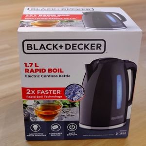 New Black + Decker 1.7 L Rapid Boiler Electric Cordless Kettle 💦